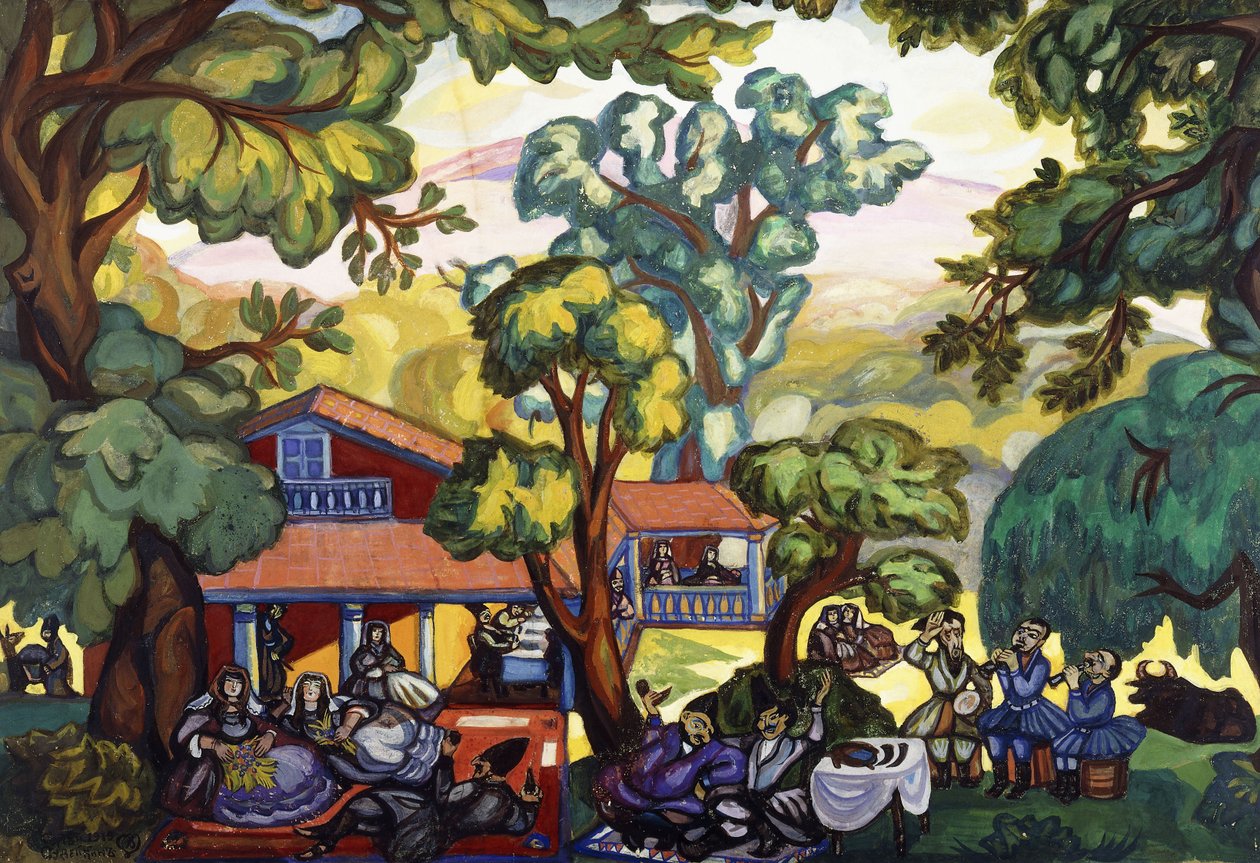 georgisk scene av Sergei Yurevich Sudeikin