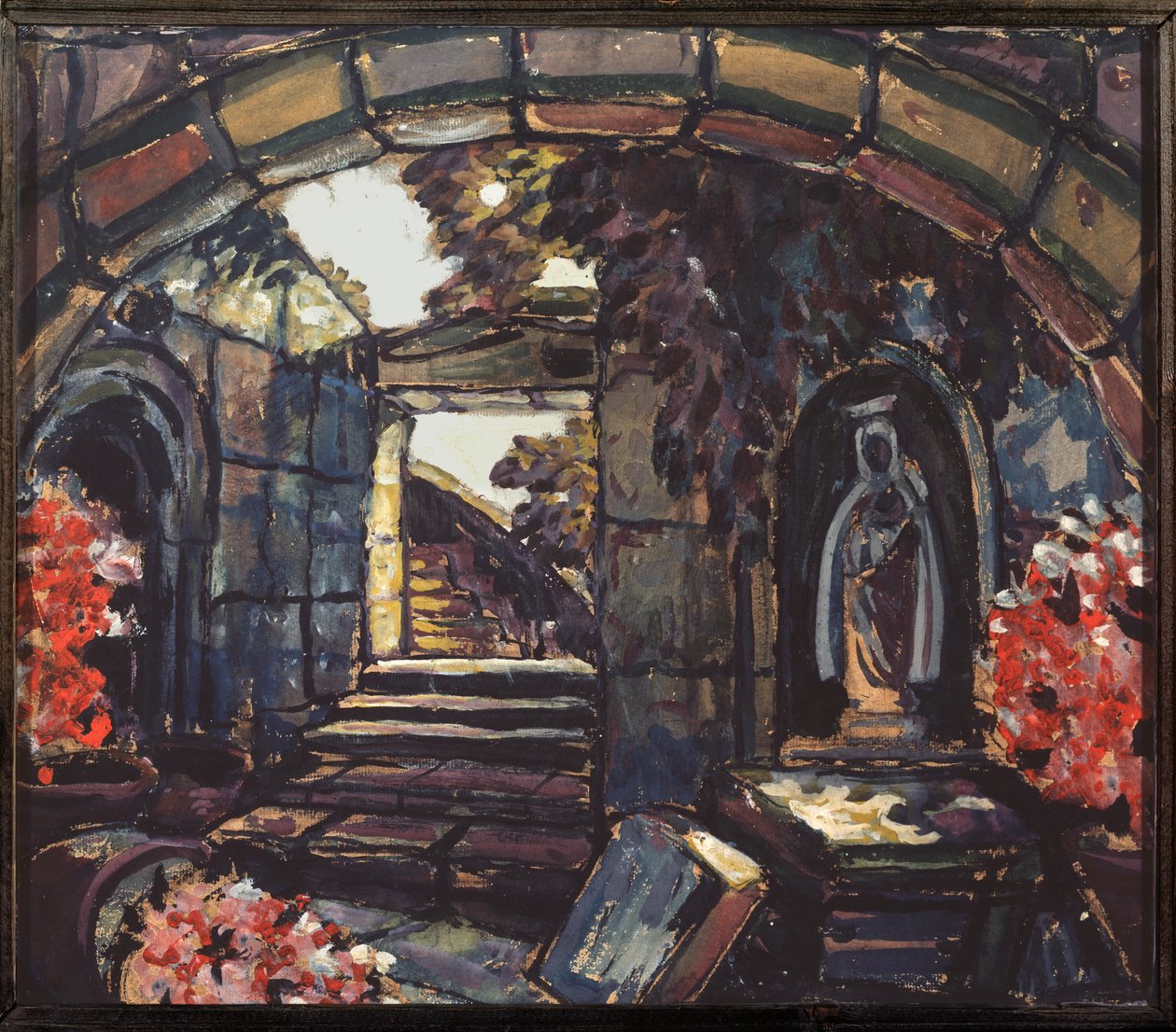 Preparatory decoration for the play "Sister Beatrice" by Maurice Maeterlinck   1402627   no       norwegian Successfully Translated  Original: Une petite (A Little One) - Oeuvre de Sergei Arsenyevich Vinogradov (1869-1938), crayon de couleur sur papier Tra av Sergei Yurevich Sudeikin