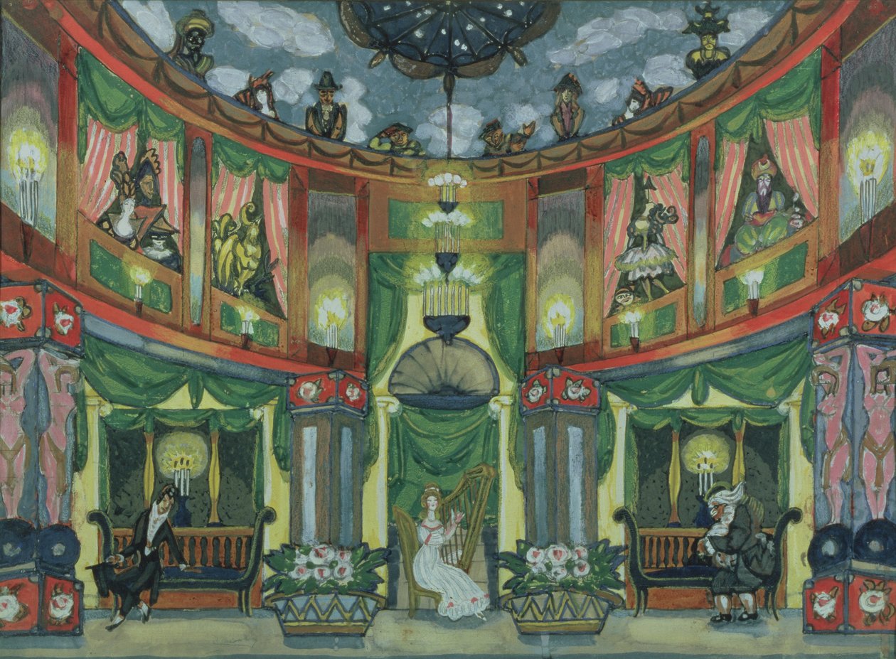 Skisse til Jacques Offenbachs "Tales of Hoffmann" av Sergei Yurevich Sudeikin