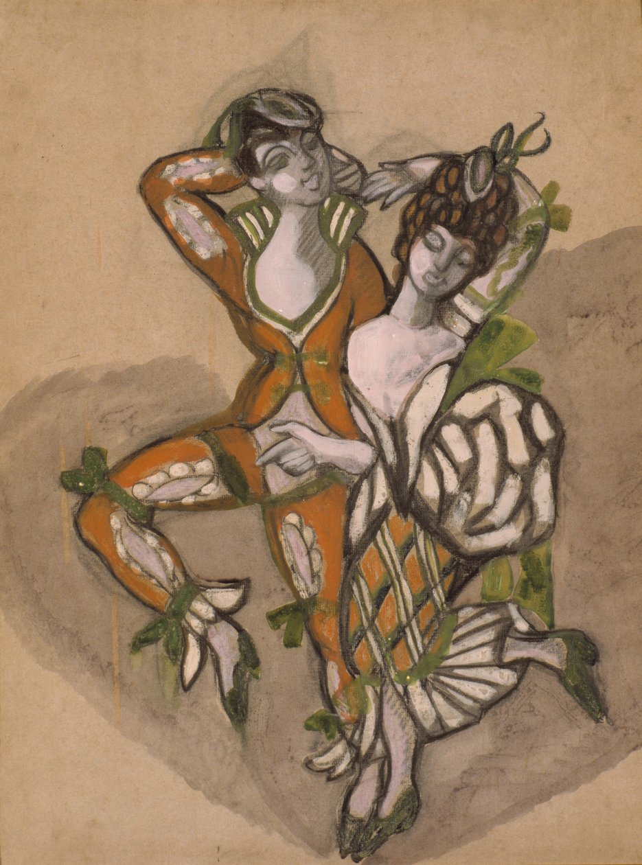 Kostymedesign for teaterstykket The Marriage of Figaro av P. de Beaumarchais, 1915. av Sergei Yurievich Sudeykin