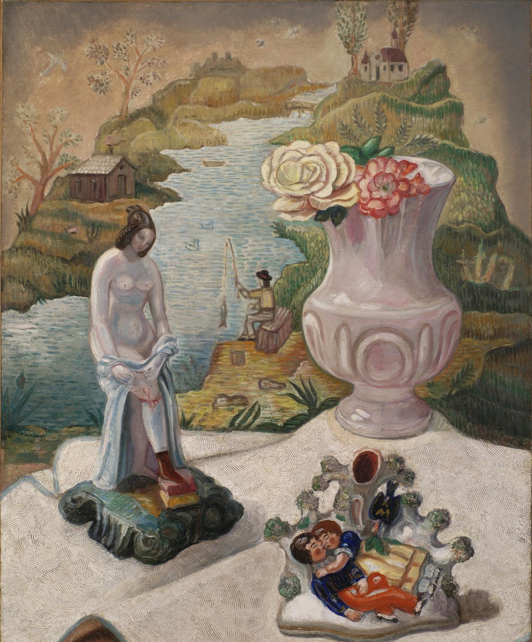 Porselensfigurer og blomster av Sergei Yurievich Sudeykin