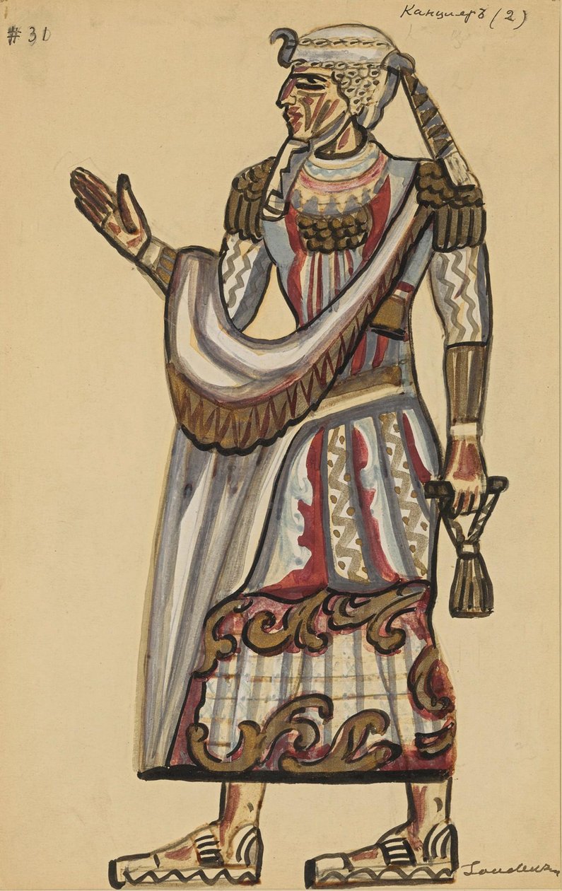 Prest. Kostymedesign for operaen Die Zauberflöte av Wolfgang Amadeus Mozart. av Sergei Yurievich Sudeykin