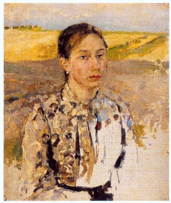 Portrett av Elena Konstantinovna Malyutina av Sergei Vasilievich Malyutin