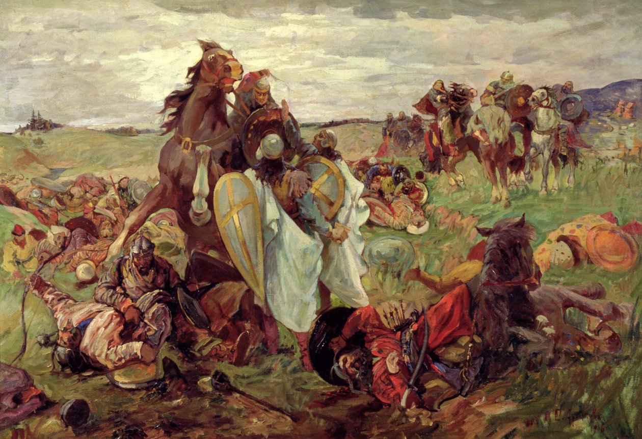 Kampen mellom russere og tatarer, 1916 av Sergey Nikolayevich Arkhipov