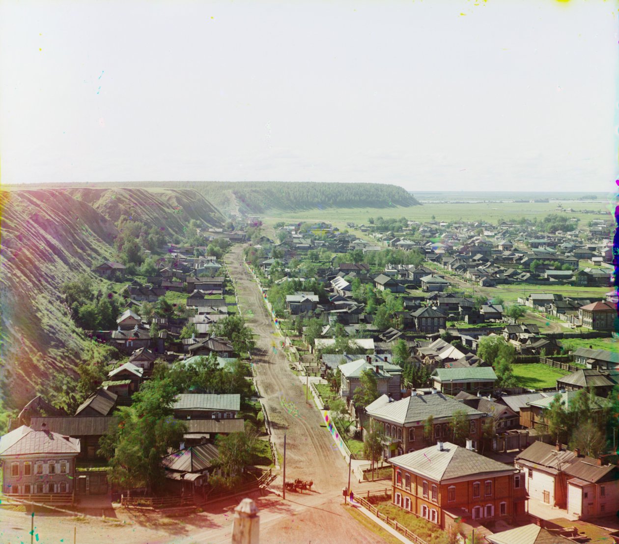 Byen Tobolsk (fra Assumption Cathedral) hvor tsar Nicholas og hans familie i 1917 etter februarrevolusjonen bodde i guvernørens herskapshus, 1905-1915 av Sergey Prokudin Gorsky