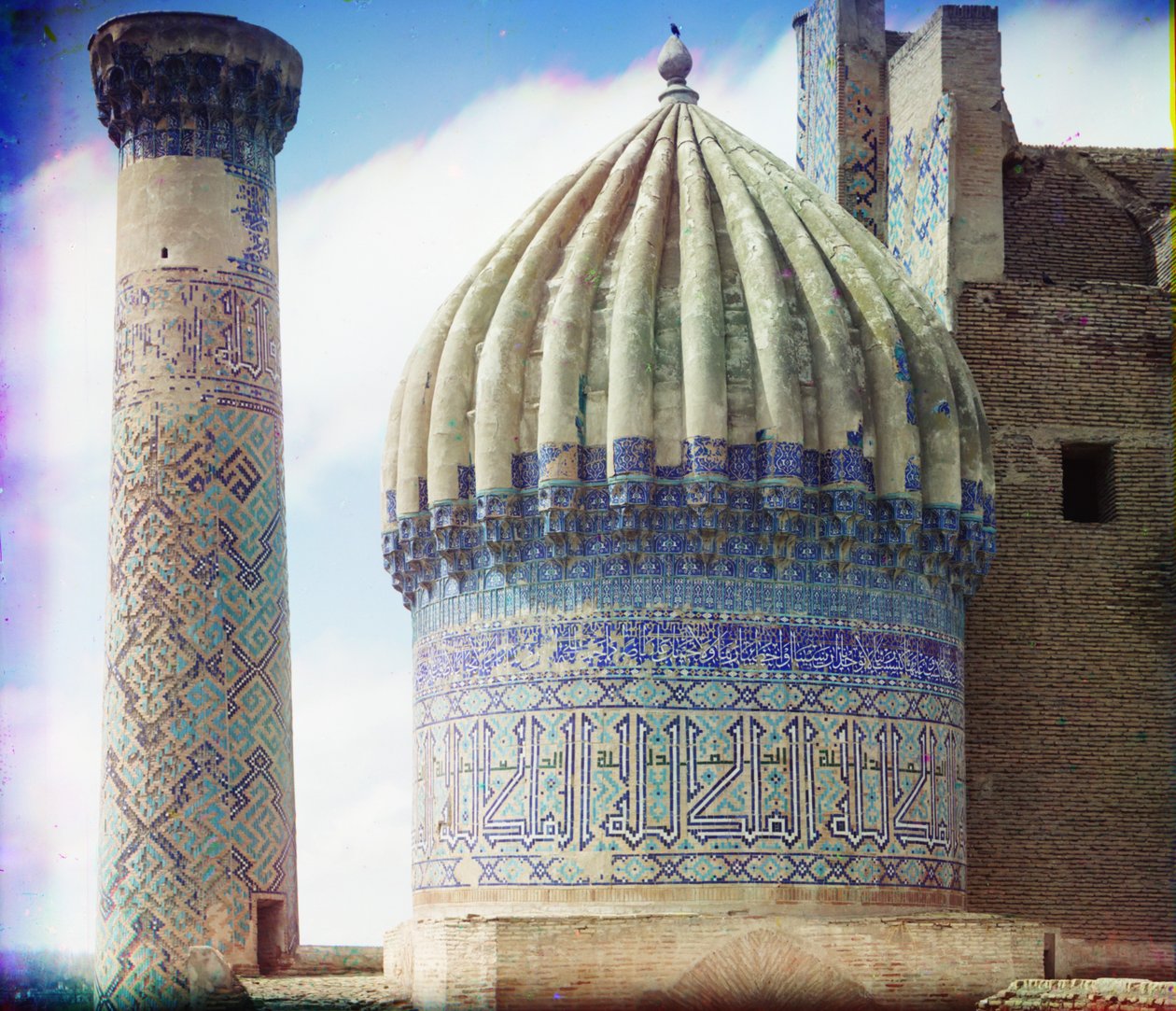 Høyre kuppel av Shir-Dar-moskeen, Samarkand, 1905-1915 av Sergey Prokudin Gorsky
