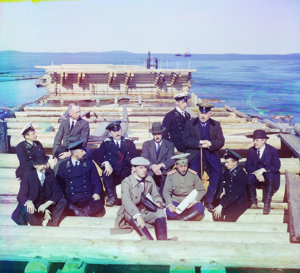 Gruppe av Murmansk jernbanetjenestemenn, 1905-1915 av Sergey Prokudin Gorsky