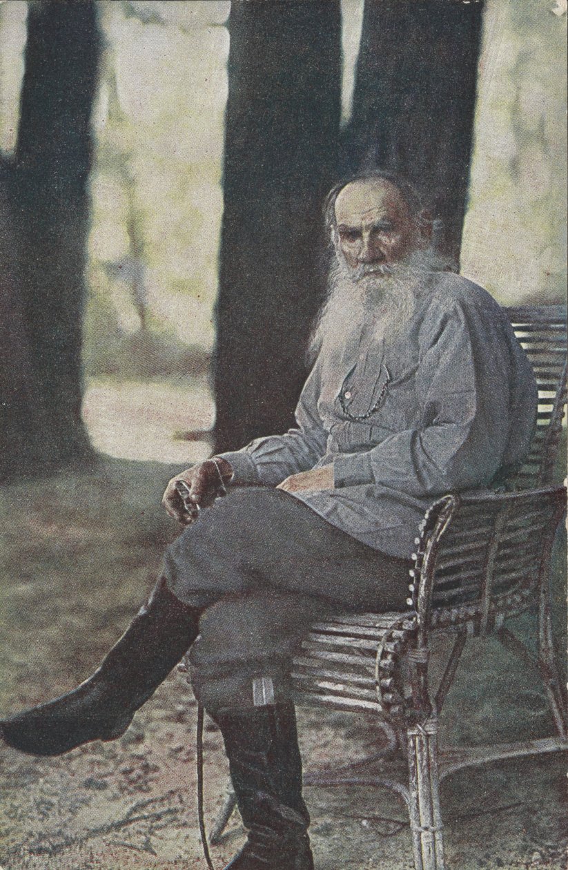 Postkort av Leo Tolstoy hjemme hos ham, Yasnaya Polyana, 1905-1915 av Sergey Prokudin Gorsky