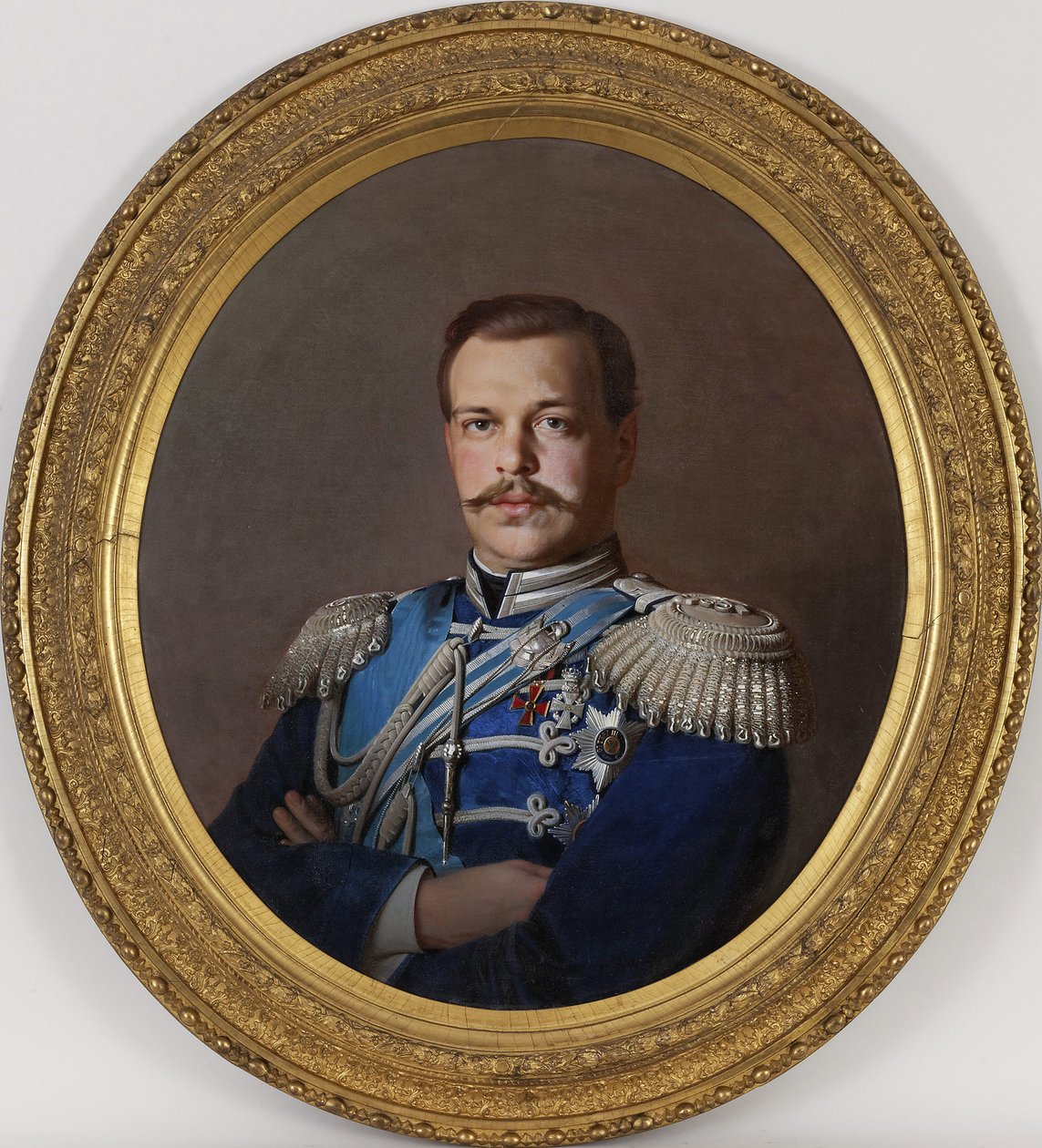 Alexandre III - Portrett av keiseren Alexander III (1845-1894) - Peinture de Sergei Konstantinovich Zaryanko (1818-1870), ca 1865 - Olje på lerret, 78x71 - Privat samling av Sergey Konstantinovich Zaryanko