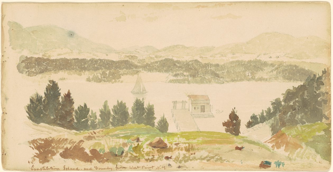 Constitution Island and Foundry fra West Point, New York av Seth Eastman
