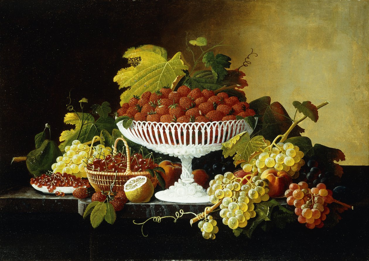 Stilleben med jordbær, av Severin Roesen