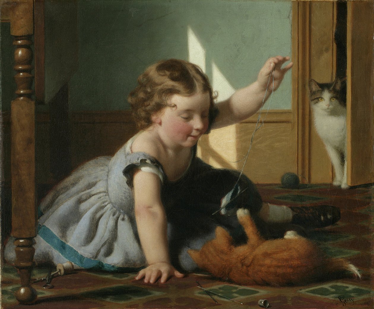Jente og kattunge av Seymour Joseph Guy