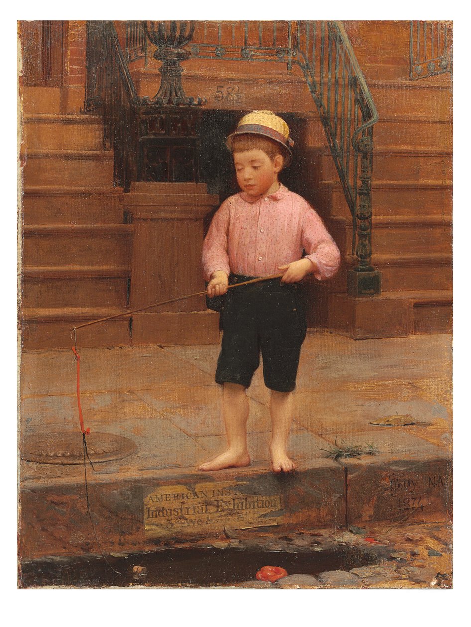 Boy Fishing på 58 ½ East 10th Street, 1871 av Seymour Joseph Guy
