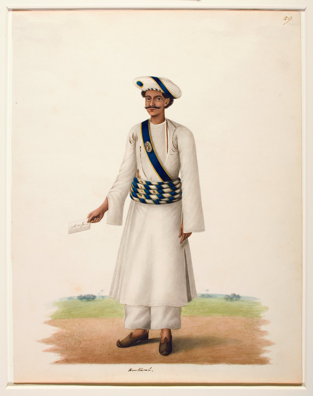 Harkarah med et brev, ca. 1846 (ugjennomsiktig wc på papir) av Shaik Muhammad Amir of Karraya