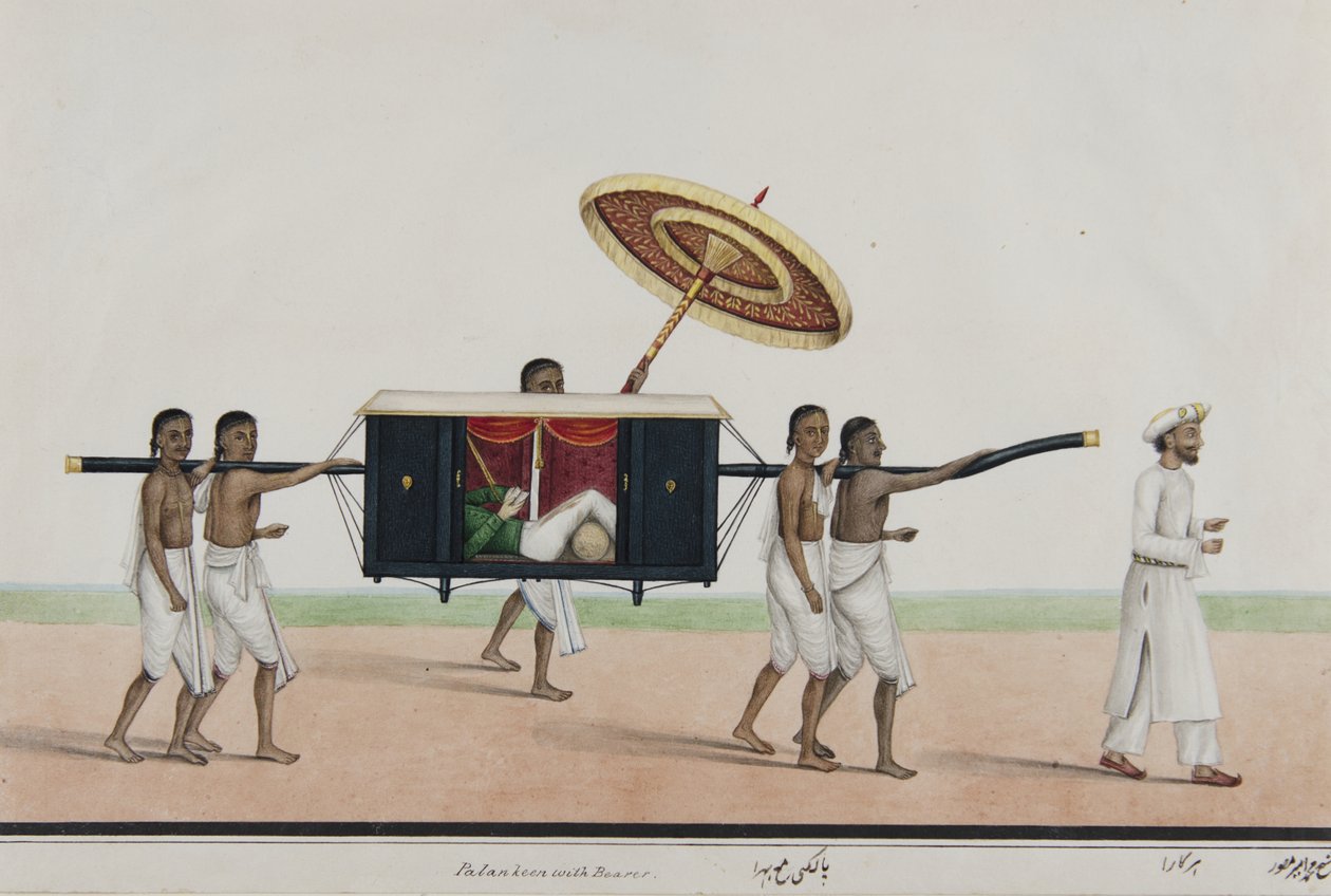Thomas Holroyd leser i sin palanquin, ca. 1835 av Shaik Muhammad Amir of Karraya