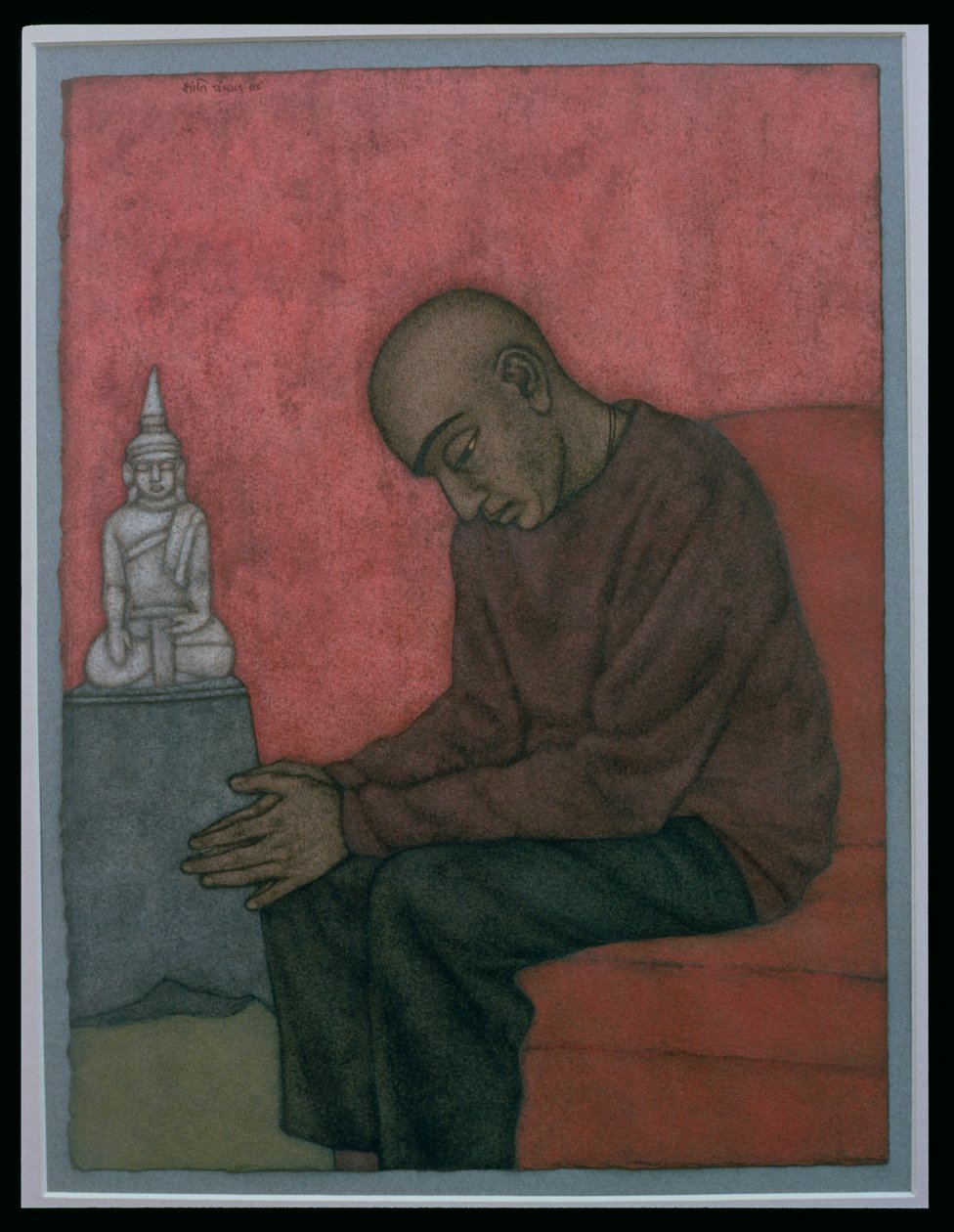 Contemplation (Binoy) 1998 (wc på papir) av Shanti Panchal