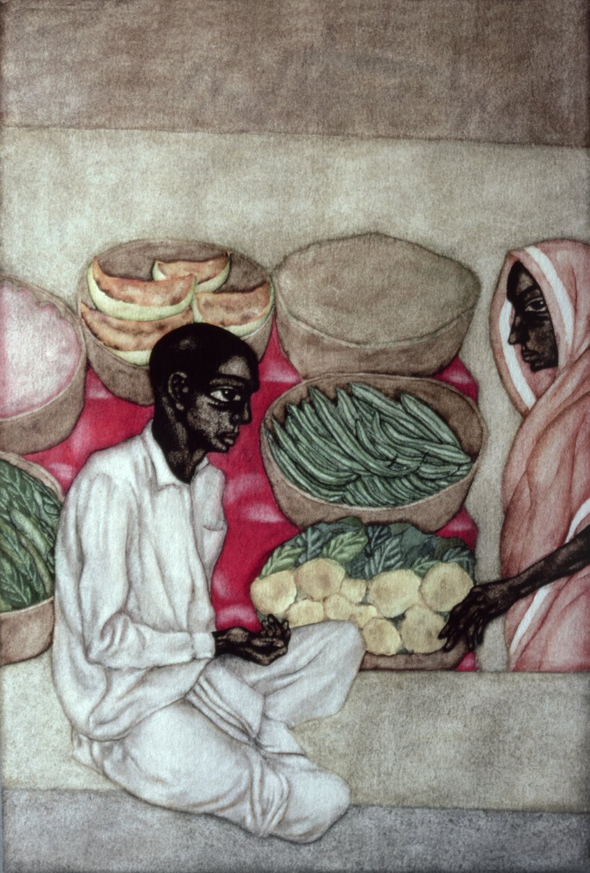 Ramchandra Sabjiwala, 1983 (wc på papir) av Shanti Panchal
