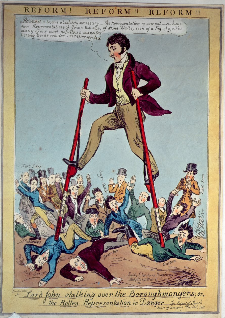 Lord John Stalking over Boroughmongers, eller The Rotten Representation in Danger, pub. av J. Fairburn, 1831 av Sharpshooter
