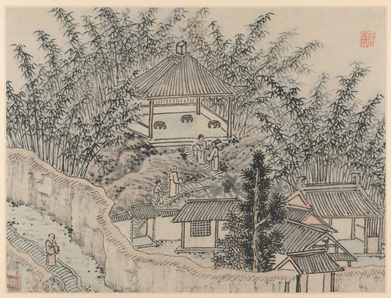 Tolv utsikt over Tiger Hill, Suzhou: Bamboo Pavilion, Tiger Hill, etter 1490. av Shen Zhou