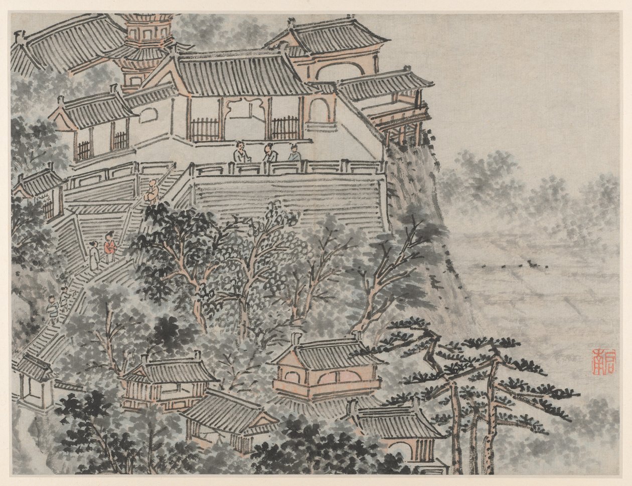 Tolv utsikt over Tiger Hill, Suzhou: The Five Sages Terrace av Shen Zhou