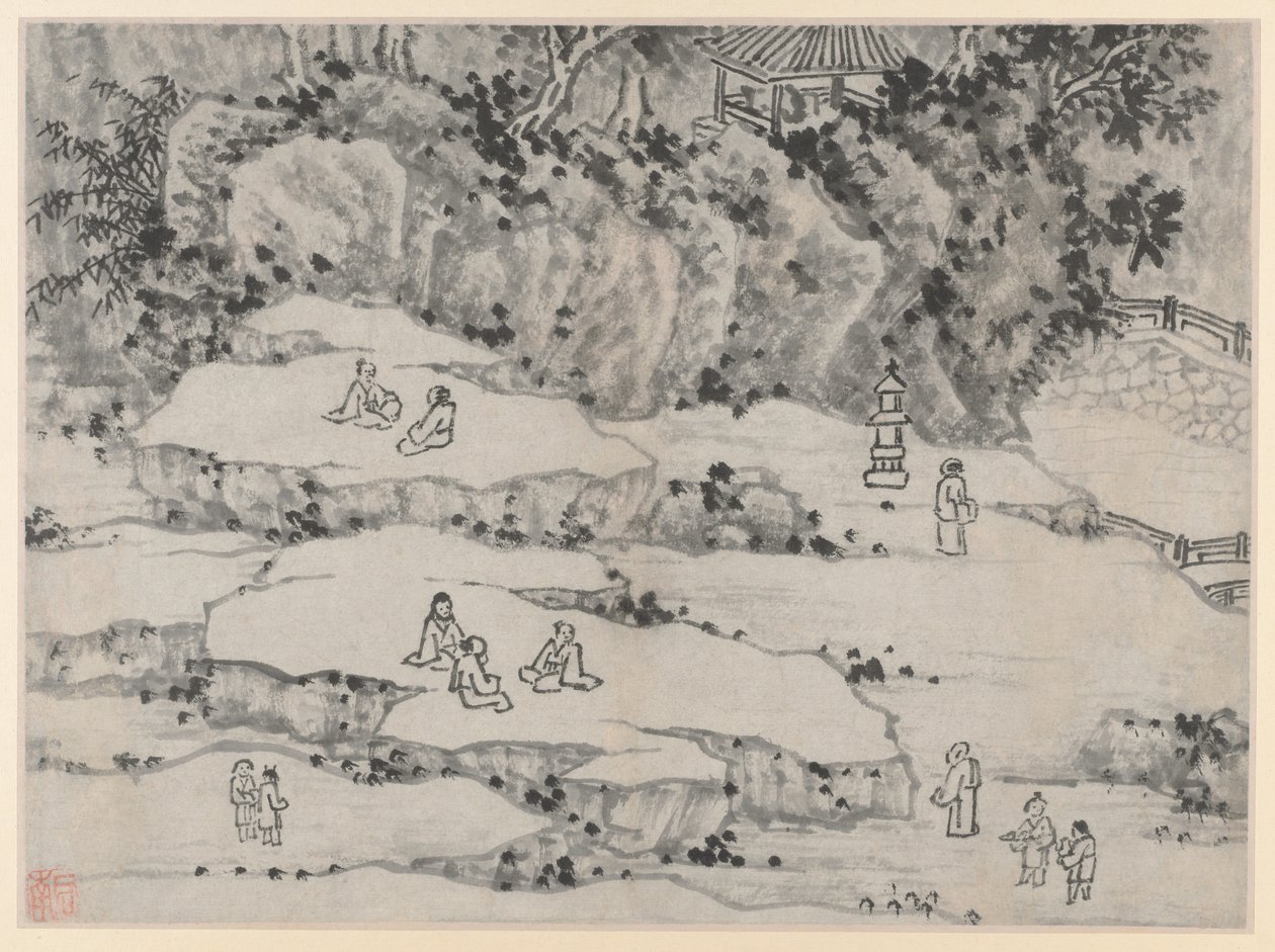 Tolv utsikt over Tiger Hill, Suzhou: The Nodding Stone Terrace, Tiger Hill og Thousand-Man Seat av Shen Zhou