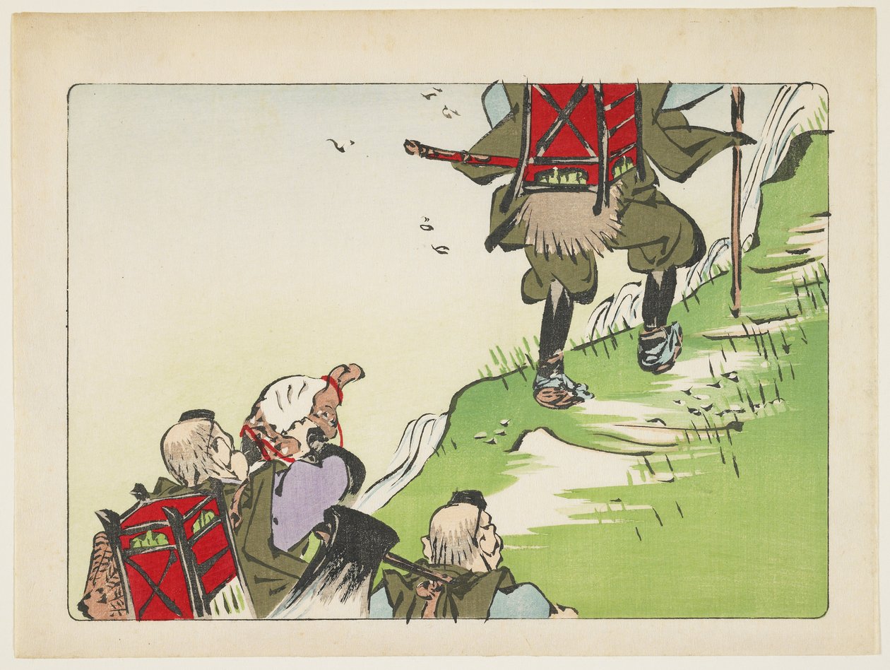 (Prosessional av pilegrimer), ca. 1877 av Shibata Zeshin
