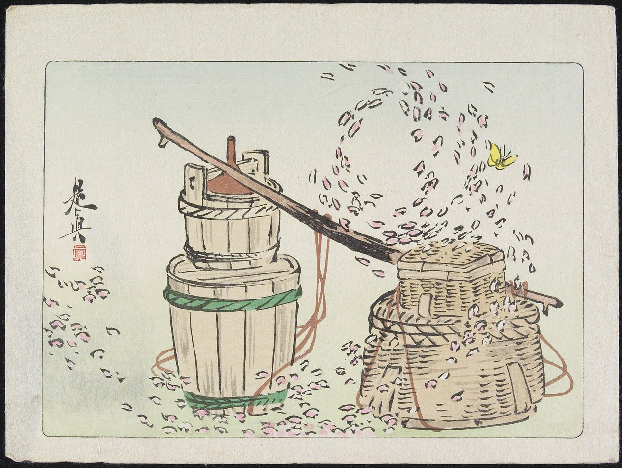 Kronblad fanget i en Twister av Shibata Zeshin