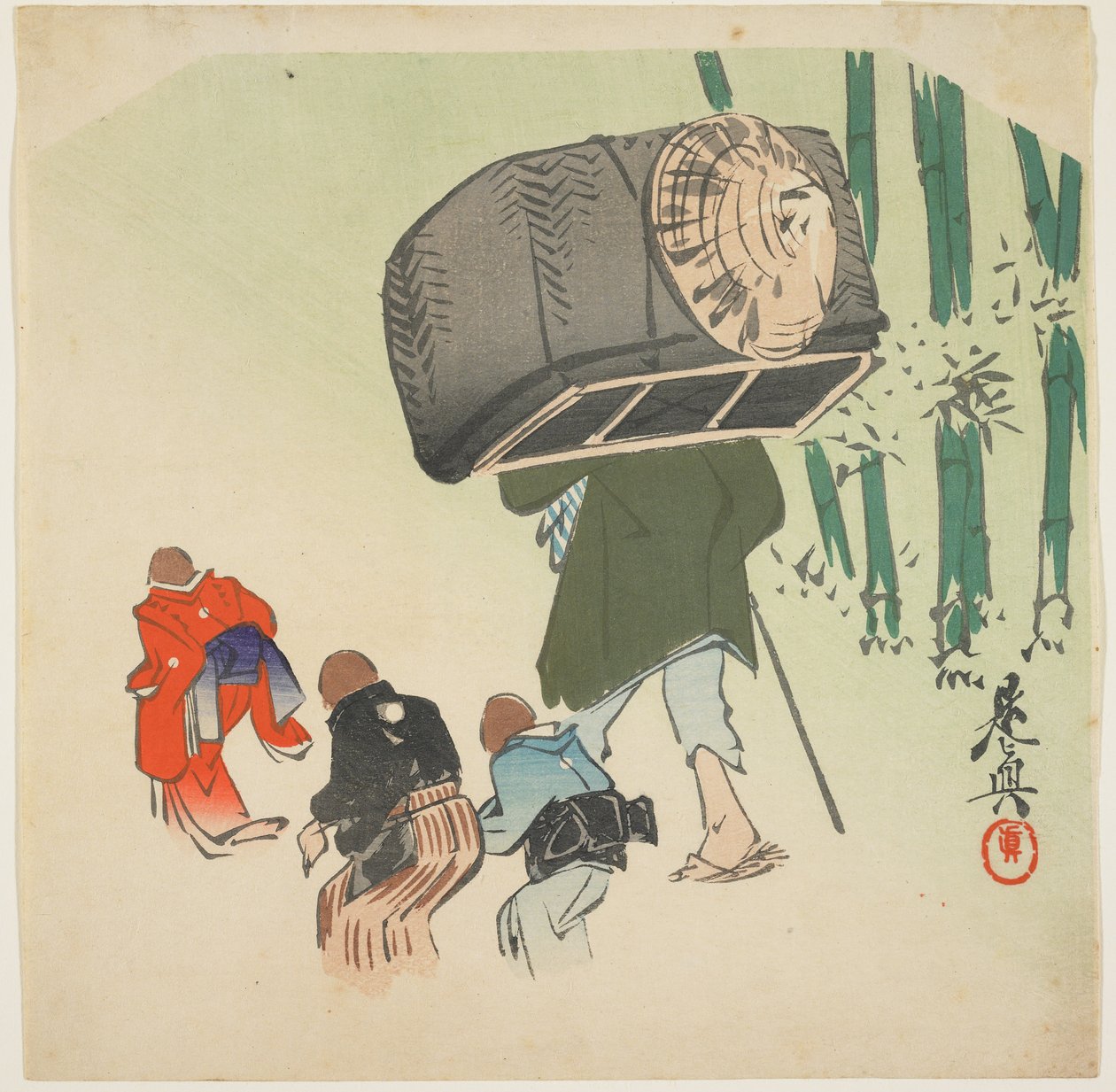 Scene fra den tungekuttede spurven av Shibata Zeshin