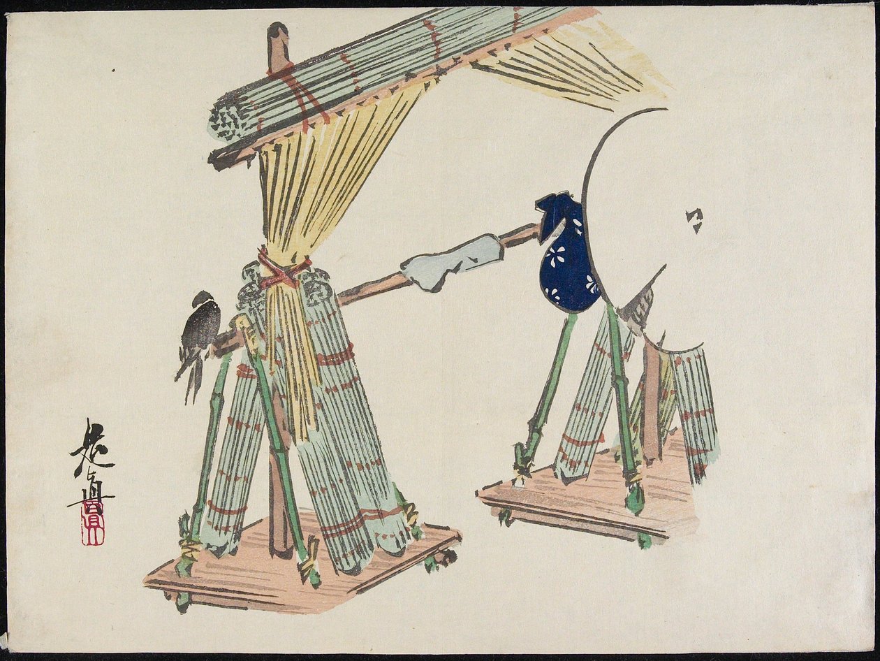 Bambus persienner salgsstativ av Shibata Zeshin