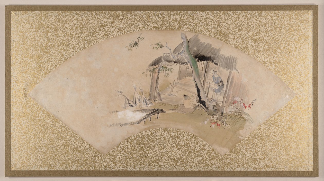Hus med kvinne og baby av Shibata Zeshin
