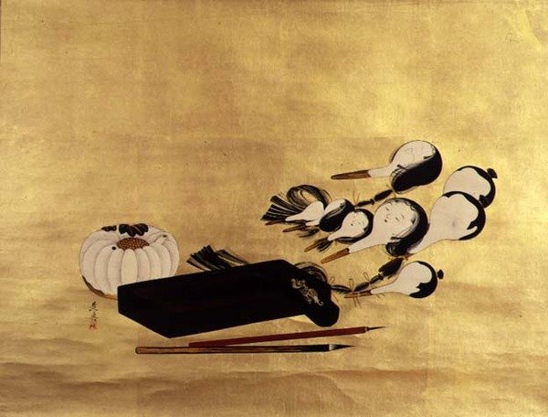 Inro, børster og dukkehoder, japansk av Shibata Zeshin