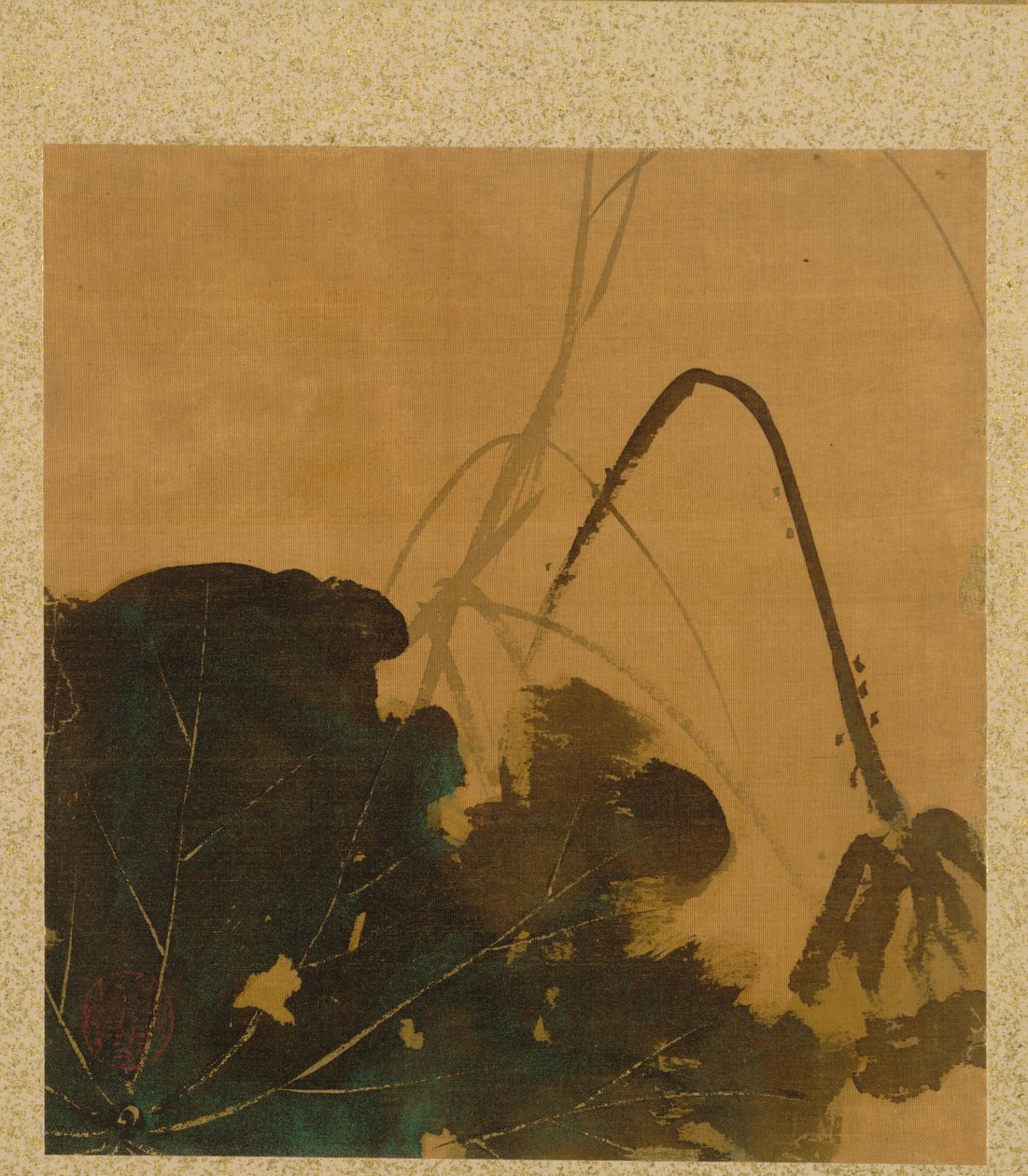 Blad fra Album of Seasonal Themes: Brush, Holder, and Leaves, 1847. av Shibata Zeshin