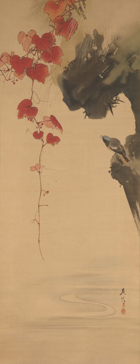 Blätter und Vogel av Shibata Zeshin