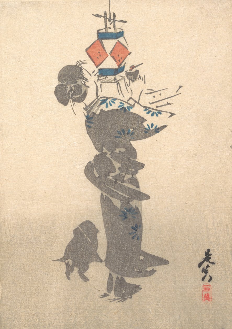 Tenne en hengende lykt for Obon-festivalen, 1860., 1860. av Shibata Zeshin