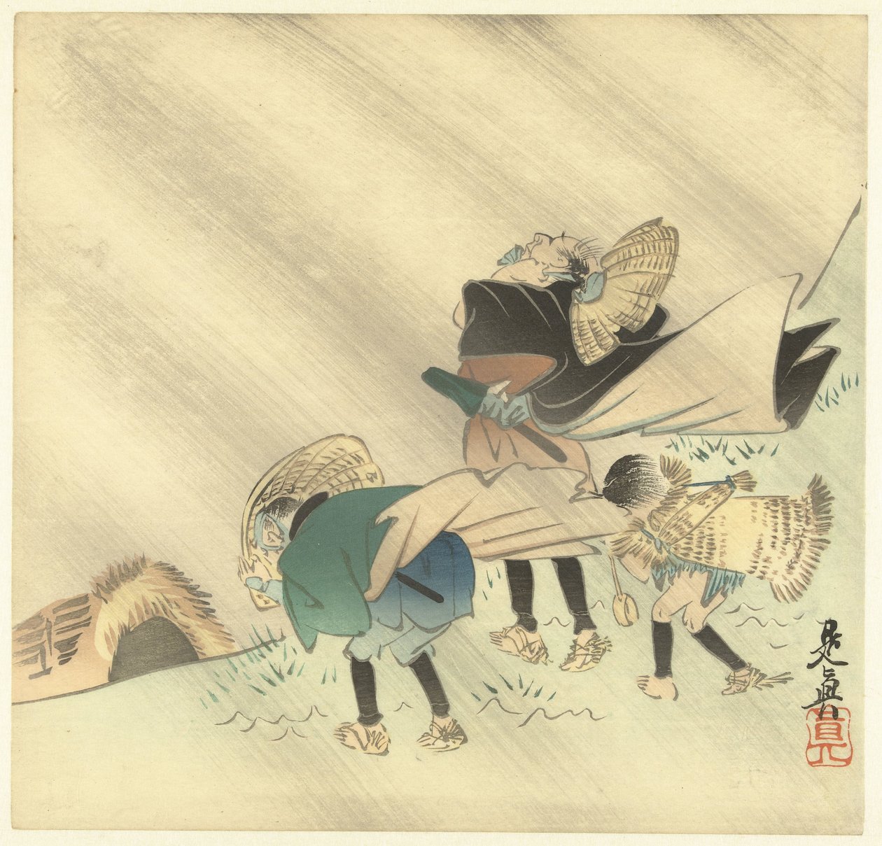 Reisende i en storm av Shibata Zeshin