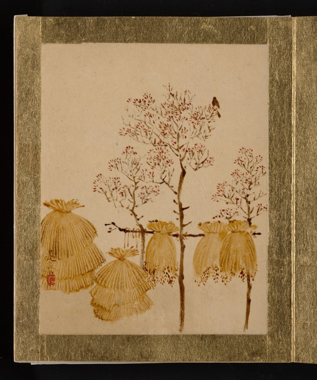 Reisstapel und Bäume av Shibata Zeshin