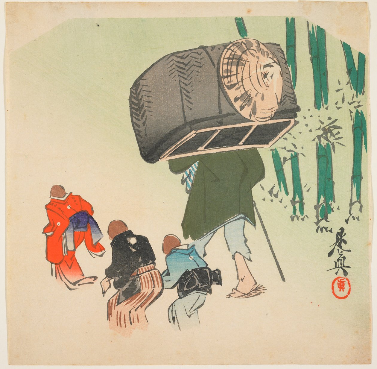 Scene fra den tungekuttede spurven av Shibata Zeshin
