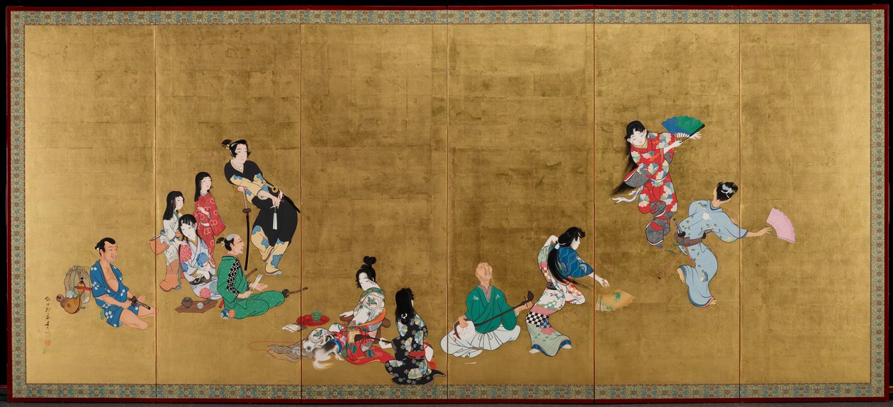 De fire kunstene [venstre del av et par] av Shibata Zeshin