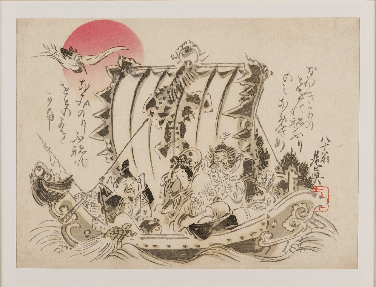 De syv lykkegudene på en takarabune, eller skatteskip, utgitt 1886 av Shibata Zeshin