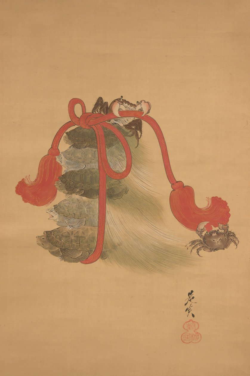 Skilpadder og krabber, 1800-tallet. av Shibata Zeshin
