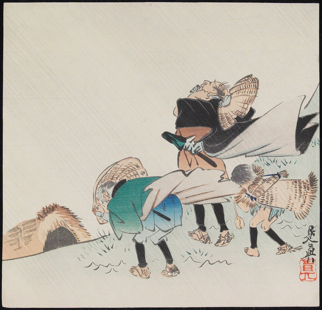 Reisende i en storm av Shibata Zeshin
