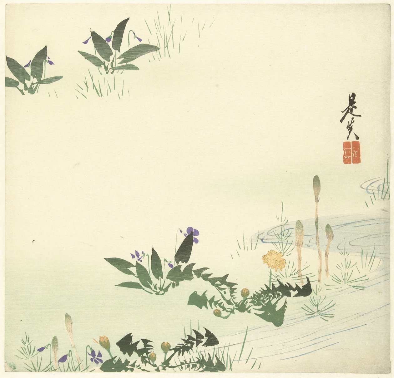 Vårblomster ved en bekk av Shibata Zeshin