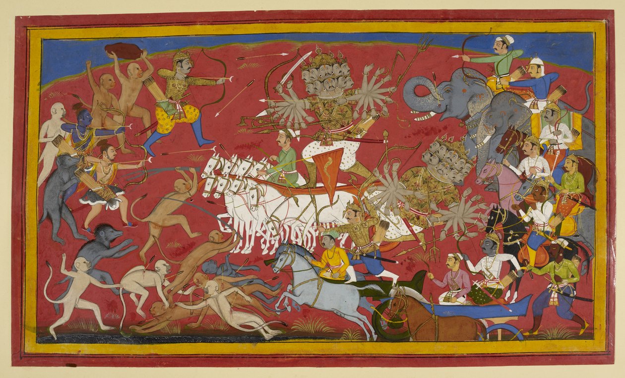 Legge til. 15297 (1) f.141v Kjemp mot den tihodede demonkongen Ravana, 
