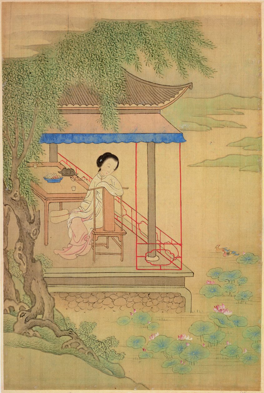 Jente sitter på verandaen av Shih Fu Chuiu Ying Shih Fu Chuiu Ying