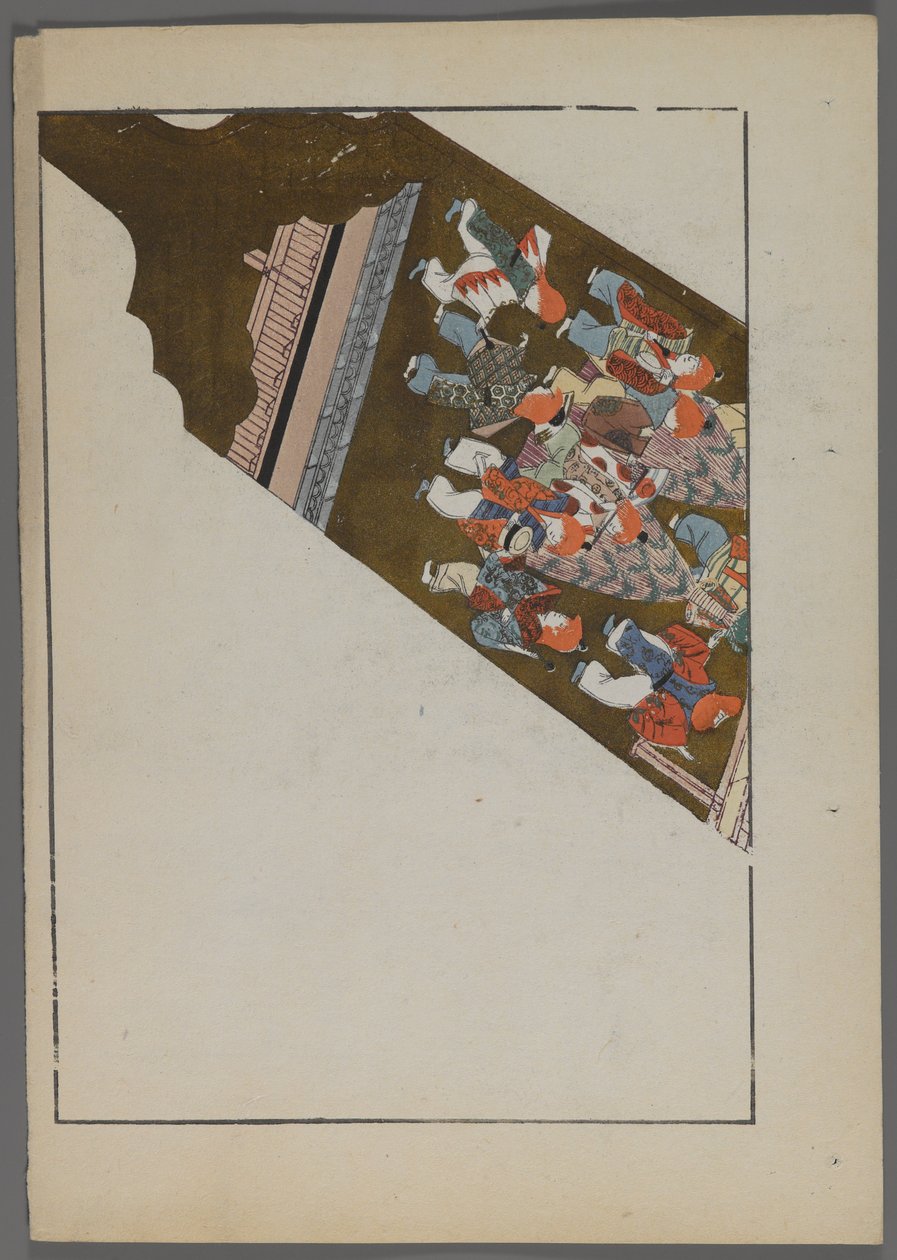 Japanske leker, fra Unai no tomo (A Childs Friends) av Shimizu Seifu, 1891-1923. Hanetsuki padler med teaterscene. av Shimizu Seifu