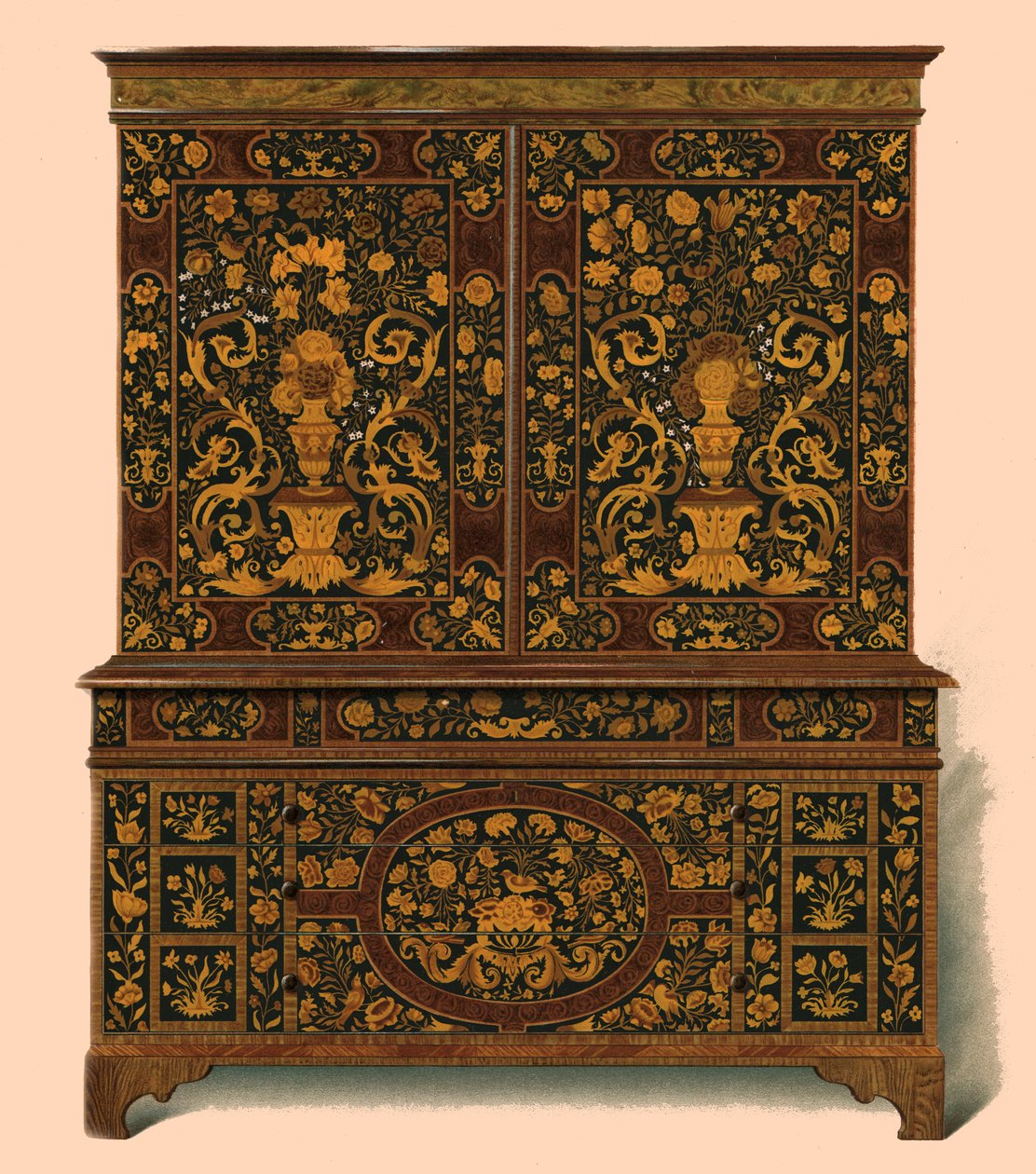 Skappresse innlagt med intarsia, 1905 av Shirley Charles Llewellyn Slocombe