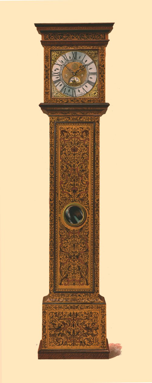 Klokke innlagt med mørkt marquetry, 1905 av Shirley Charles Llewellyn Slocombe