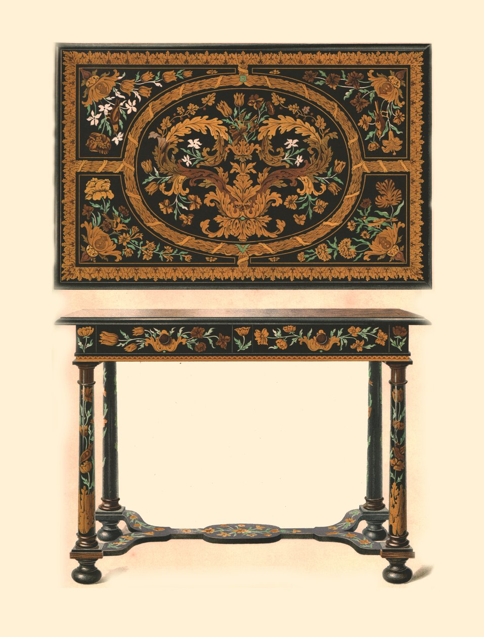 Bord innlagt med intarsia., 1905 av Shirley Charles Llewellyn Slocombe