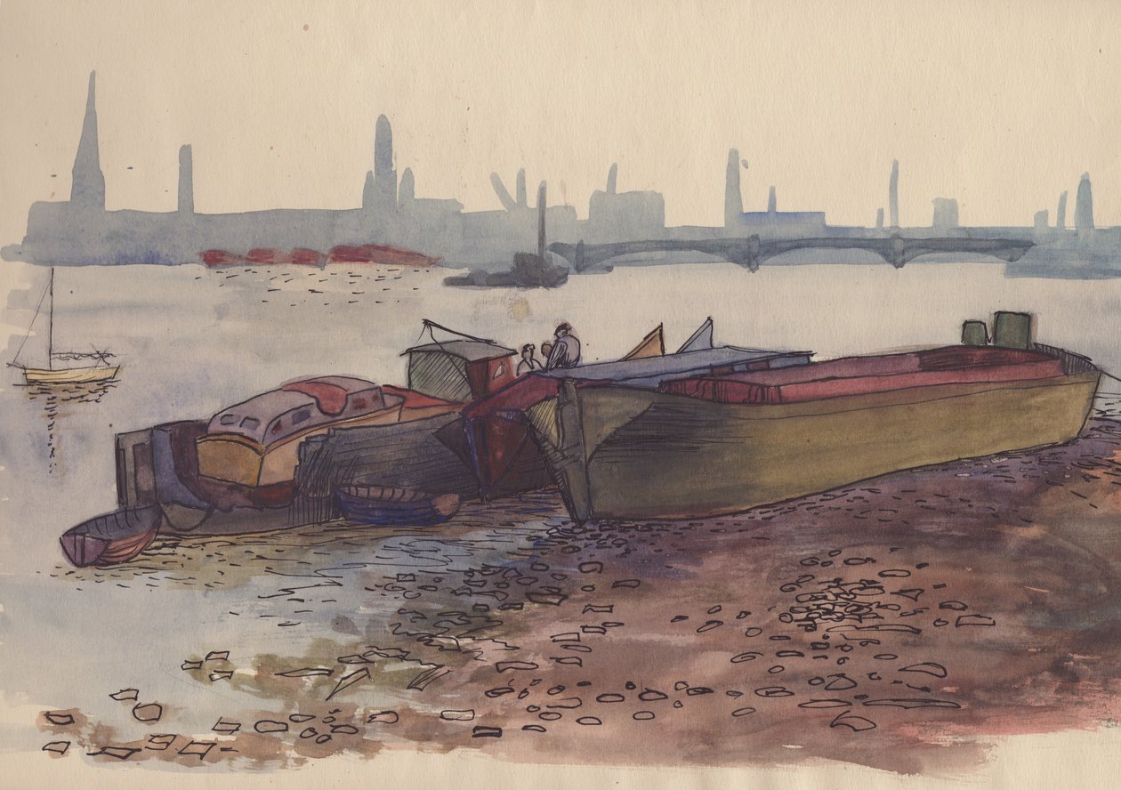 Lektere på Themsen i London, 1951. av Shirley Markham