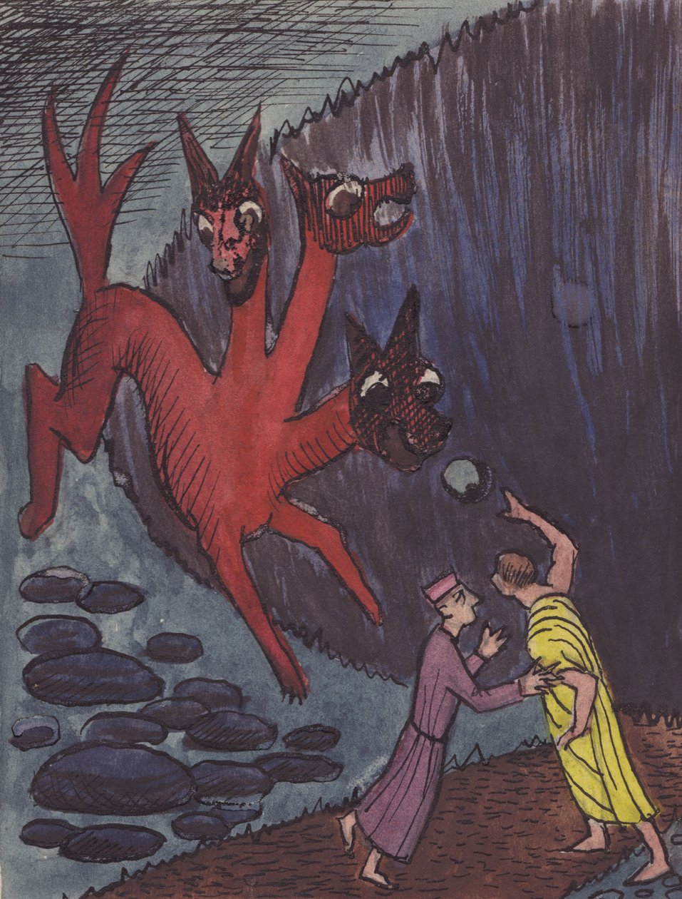 Dante og Virgil med trehodet monster, 1951. av Shirley Markham